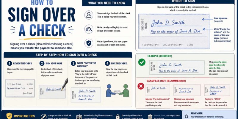how to sign over a check