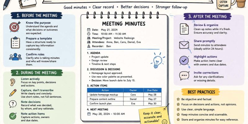 how to write meeting minutes