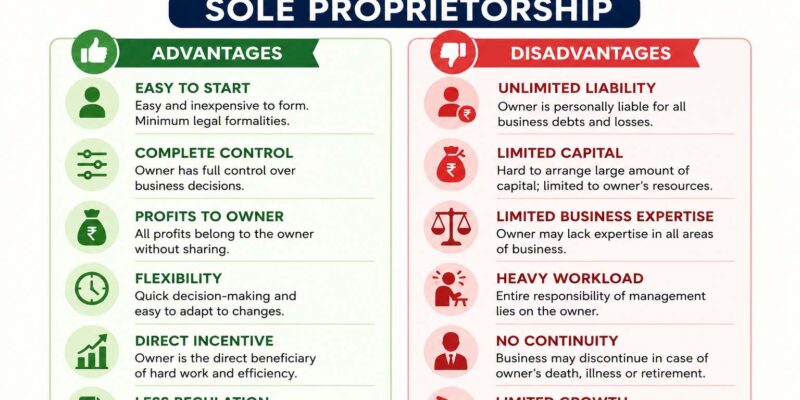 advantages and disadvantages of sole proprietorship
