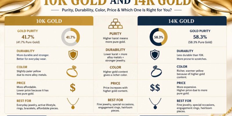 difference between 10k and 14k gold