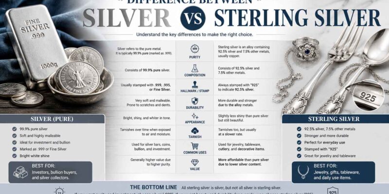 difference between silver and sterling silver